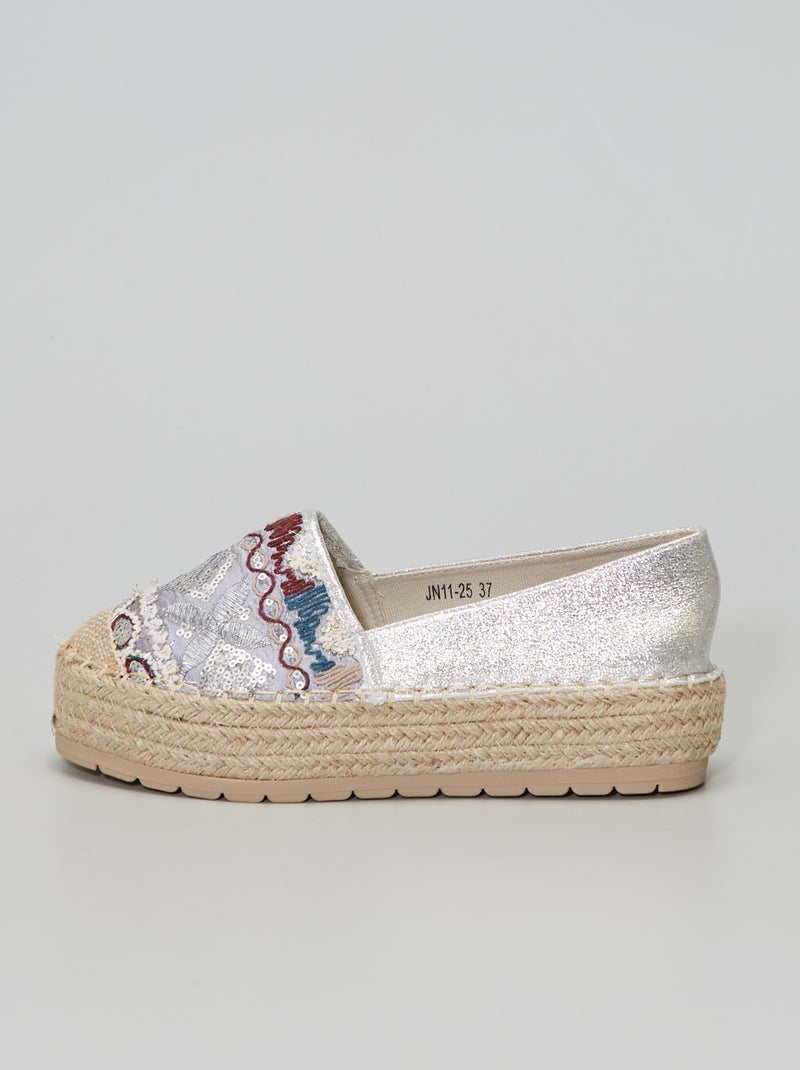 Espadrilles à semelles épaisses argenté - Kiabi