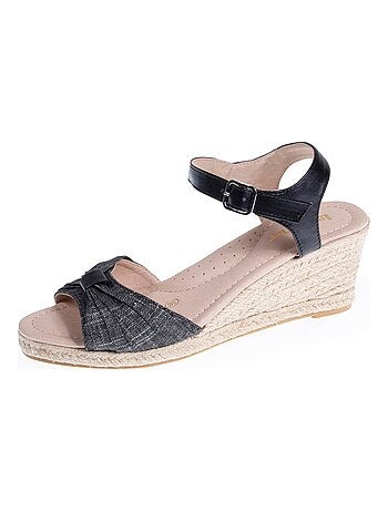 Espadrilles à talon 6 cm et bout ouvert détail nœud Isotoner