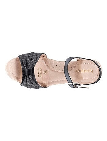 Espadrilles à talon 6 cm et bout ouvert détail nœud Isotoner