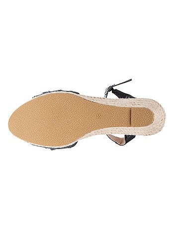 Espadrilles à talon 6 cm et bout ouvert détail nœud Isotoner