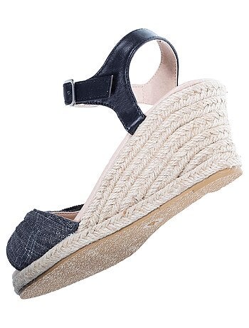 Espadrilles à talon 6 cm et bout ouvert détail nœud Isotoner