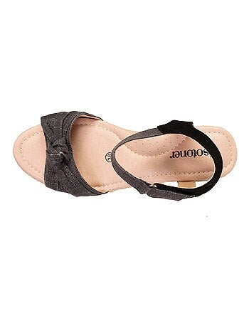 Espadrilles à talon 6 cm et bout ouvert détail nœud Isotoner