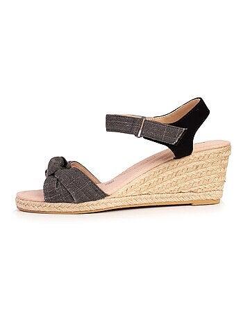 Espadrilles à talon 6 cm et bout ouvert détail nœud Isotoner