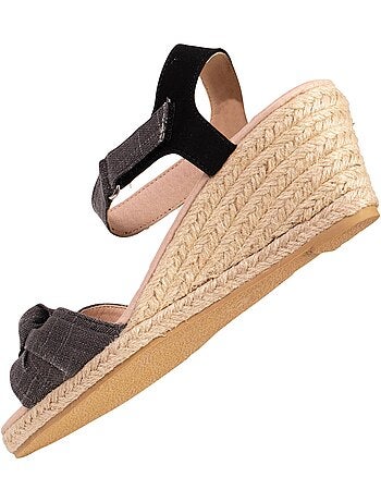 Espadrilles à talon 6 cm et bout ouvert détail nœud Isotoner