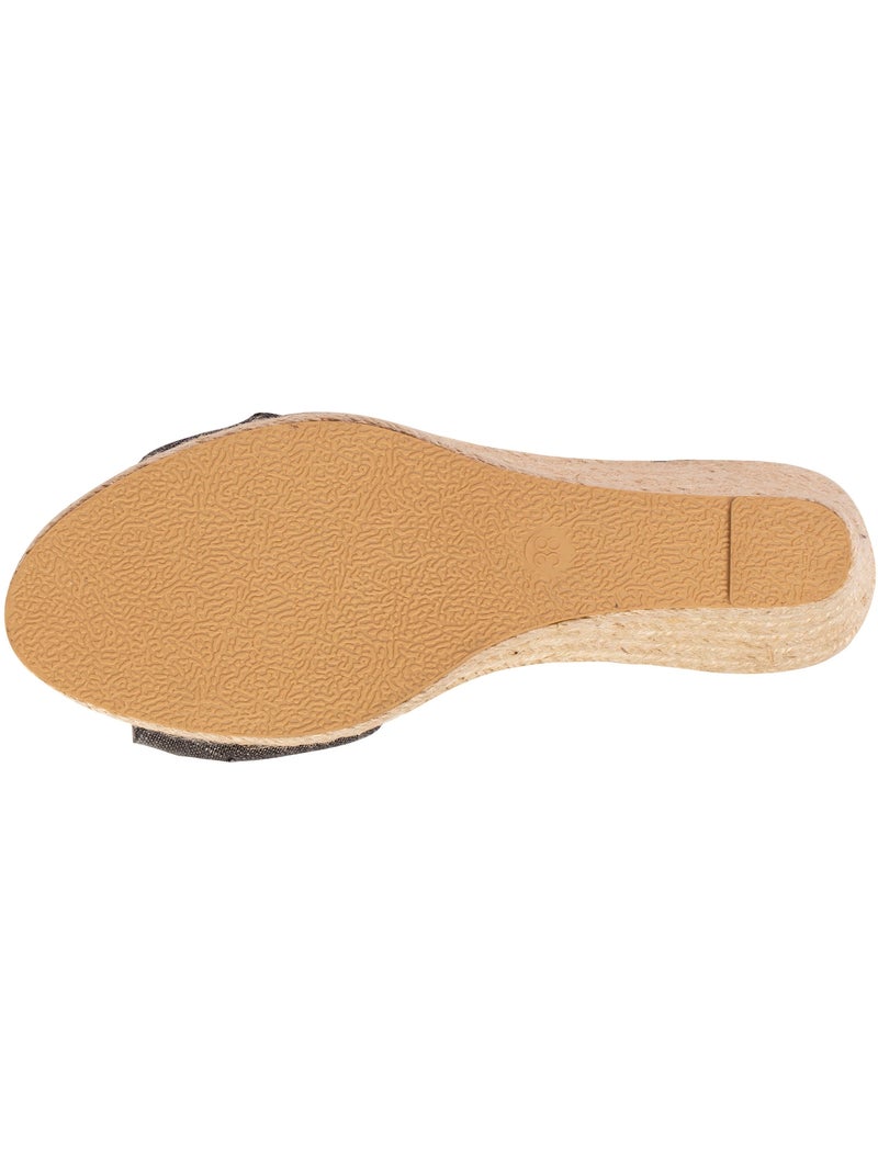Espadrilles à talon 6 cm et bout ouvert détail nœud  Isotoner Noir - Kiabi