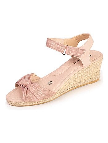 Espadrilles à talon 6 cm et bout ouvert détail nœud Isotoner