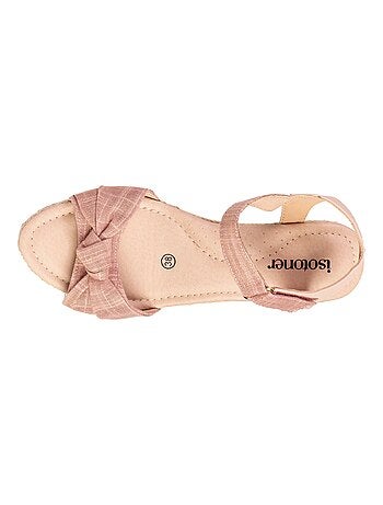 Espadrilles à talon 6 cm et bout ouvert détail nœud Isotoner