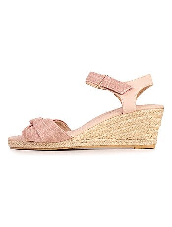 Espadrilles à talon 6 cm et bout ouvert détail nœud Isotoner