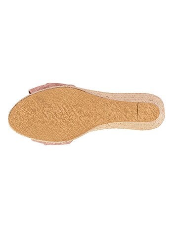 Espadrilles à talon 6 cm et bout ouvert détail nœud Isotoner