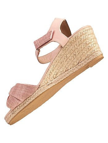 Espadrilles à talon 6 cm et bout ouvert détail nœud Isotoner