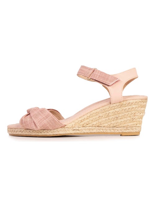 Espadrilles à talon 6 cm et bout ouvert détail nœud  Isotoner - Kiabi