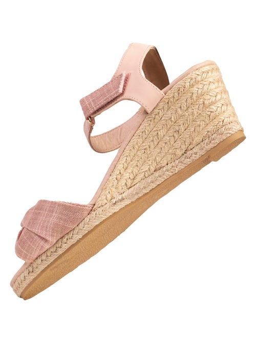 Espadrilles à talon 6 cm et bout ouvert détail nœud  Isotoner - Kiabi
