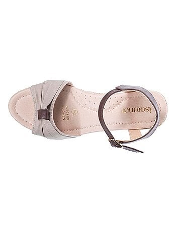 Espadrilles à talon 6 cm et bout ouvert détail nœud Isotoner