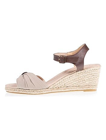 Espadrilles à talon 6 cm et bout ouvert détail nœud Isotoner