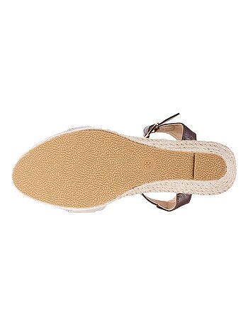 Espadrilles à talon 6 cm et bout ouvert détail nœud Isotoner