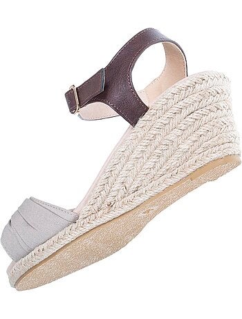 Espadrilles à talon 6 cm et bout ouvert détail nœud Isotoner