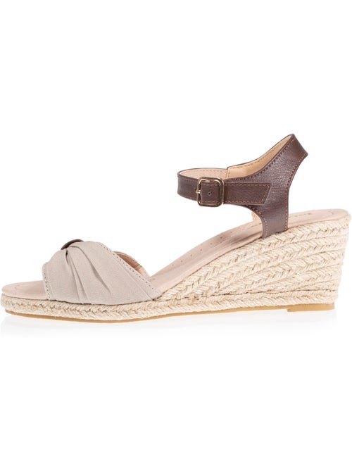 Espadrilles à talon 6 cm et bout ouvert détail nœud  Isotoner - Kiabi