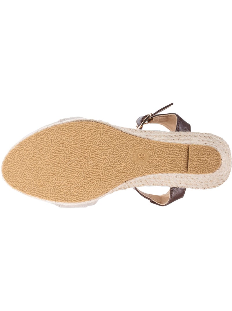Espadrilles à talon 6 cm et bout ouvert détail nœud  Isotoner Taupe - Kiabi