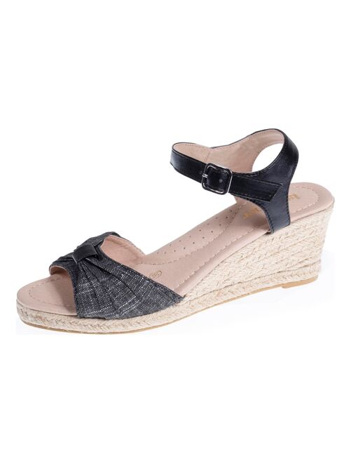 Espadrilles à talon 6 cm et bout ouvert détail nœud - Kiabi