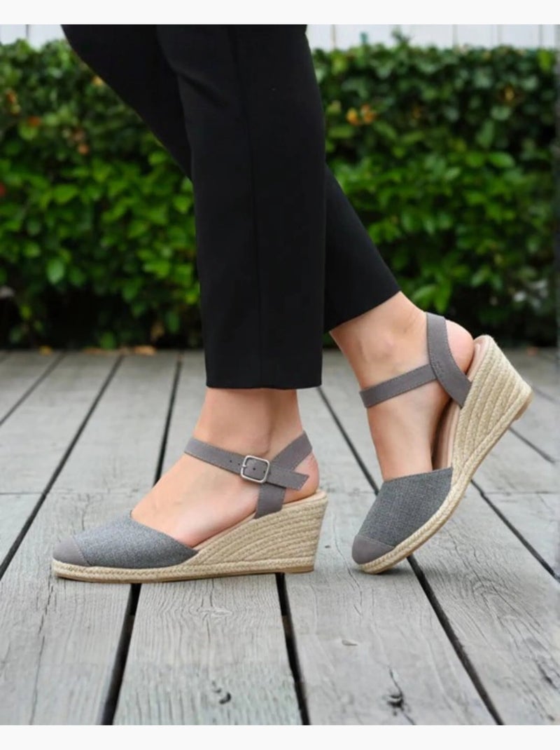 Espadrilles à talon de 6 cm, ultra confortable, semelle à mémoire de forme Gris Gris - Kiabi