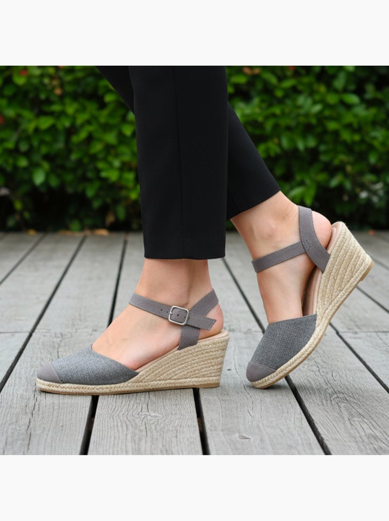 Espadrilles à talon de 6 cm, ultra confortable, semelle à mémoire de forme  Isotoner Gris Gris - Kiabi