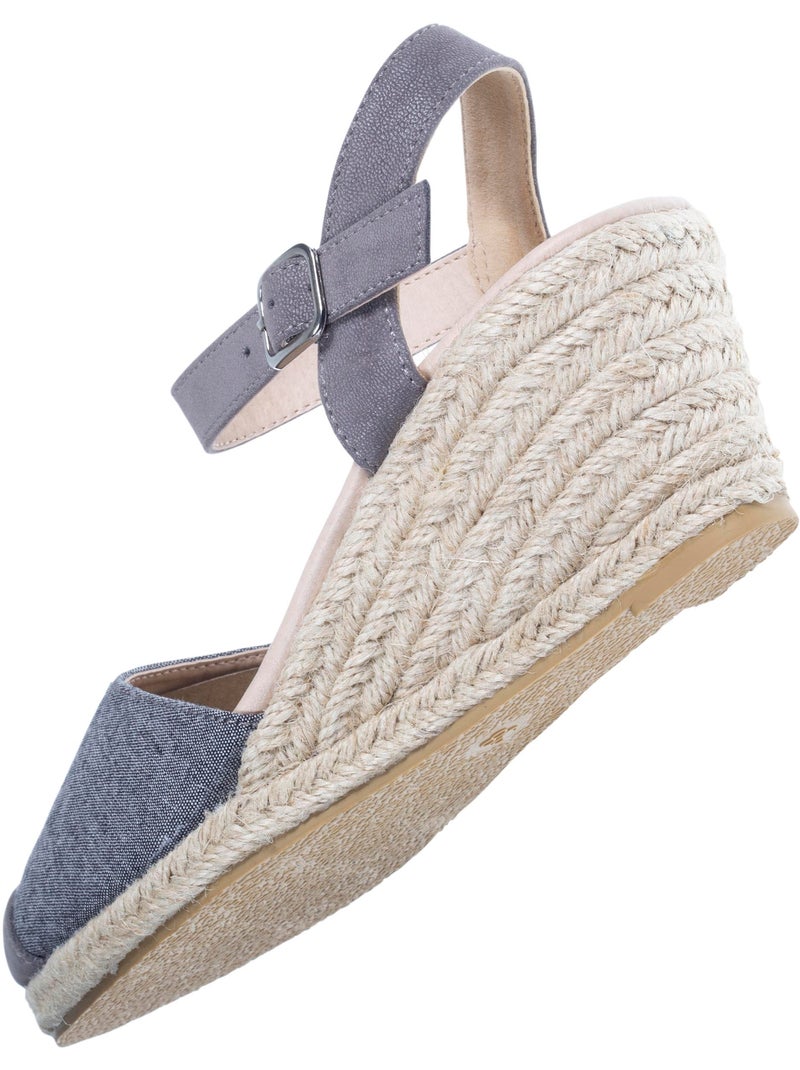 Espadrilles à talon de 6 cm, ultra confortable, semelle à mémoire de forme  Isotoner Gris Gris - Kiabi