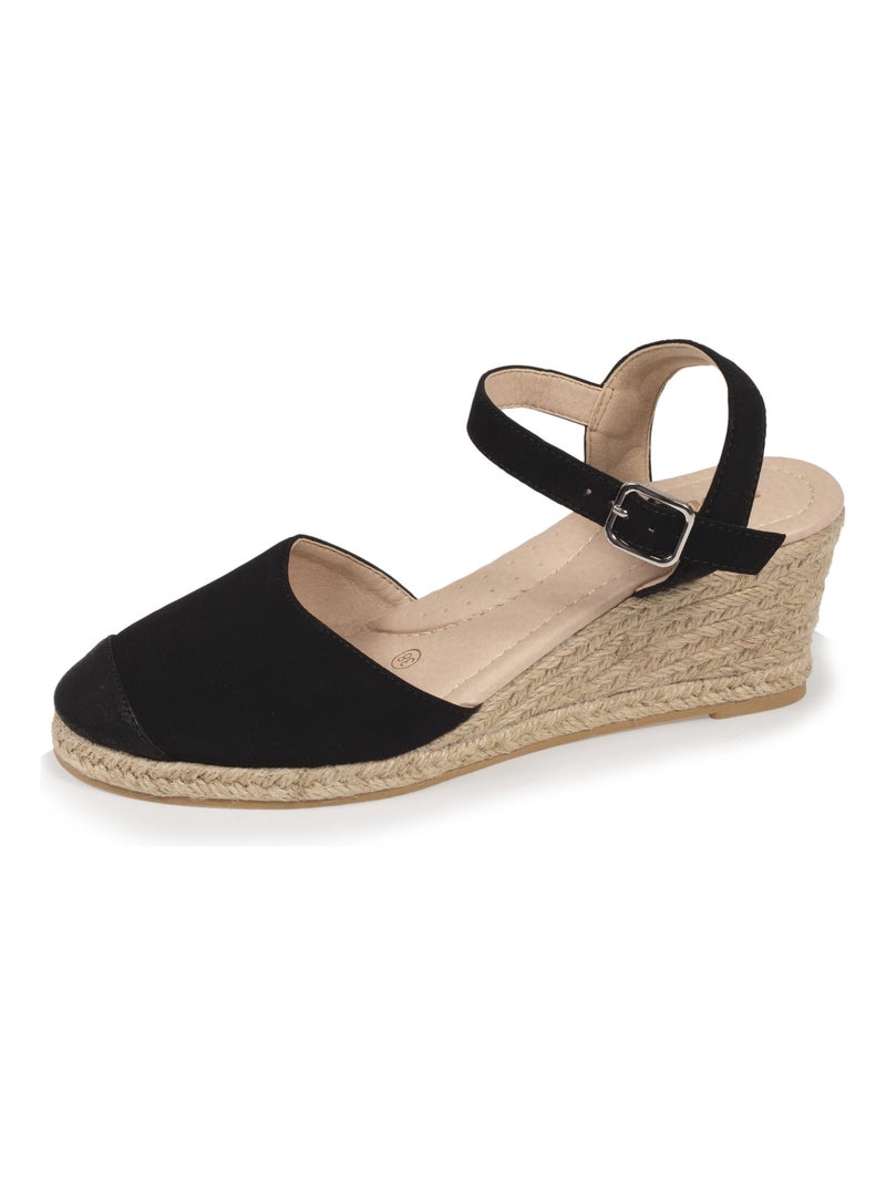 Espadrilles à talon de 6 cm, ultra confortable, semelle à mémoire de forme  Isotoner Noir - Kiabi