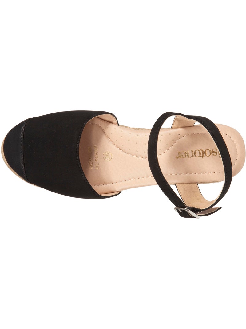 Espadrilles à talon de 6 cm, ultra confortable, semelle à mémoire de forme  Isotoner Noir - Kiabi