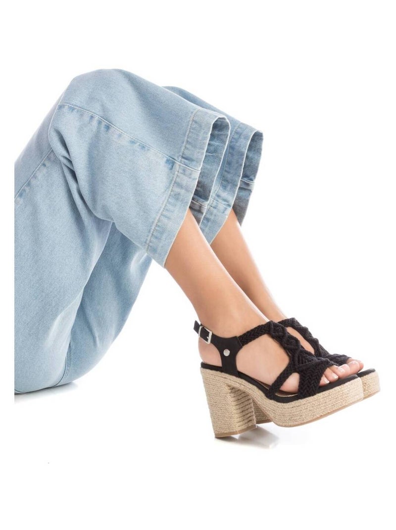 Espadrilles à talon pour femme Noir - Kiabi