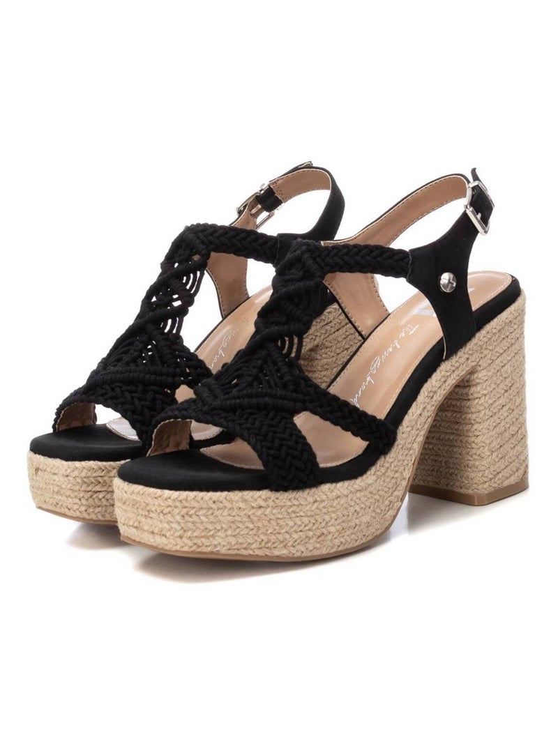 Espadrilles à talon pour femme Noir - Kiabi