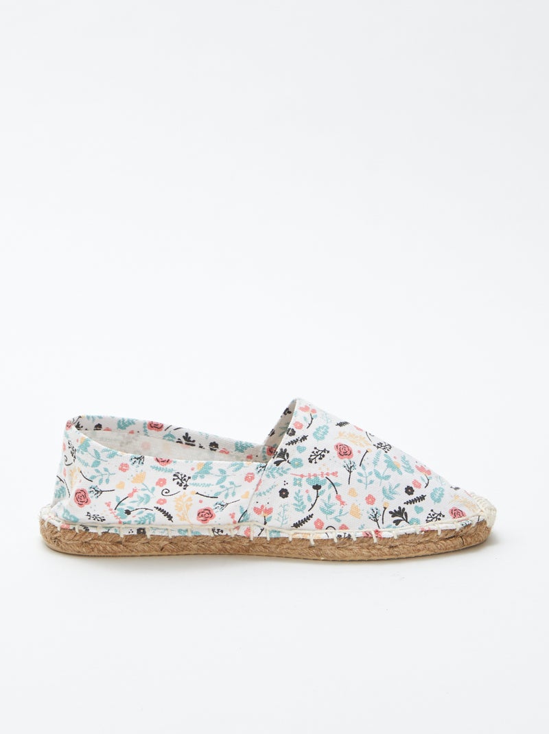 Espadrilles avec motif à fleurs blanc - Kiabi