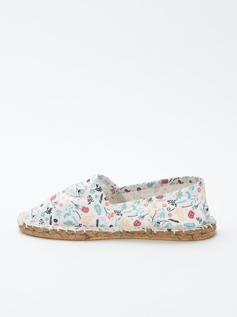 Espadrilles avec motif à fleurs blanc - Kiabi