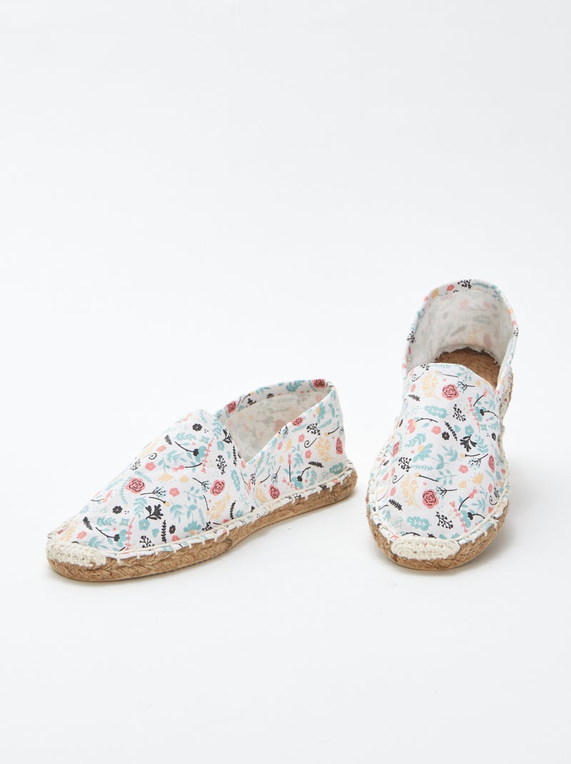 Espadrilles avec motif à fleurs blanc - Kiabi