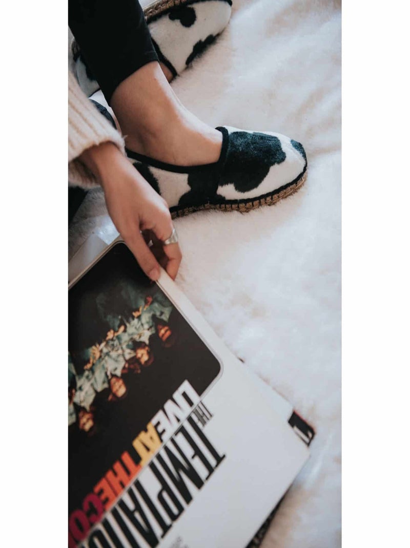 Espadrilles Chaussons imprimée Noir Blanc - Kiabi