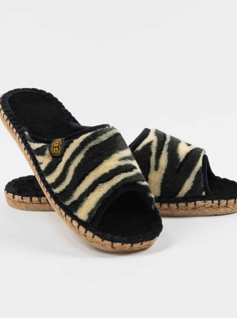 Espadrilles Chaussons imprimée Noir - Kiabi