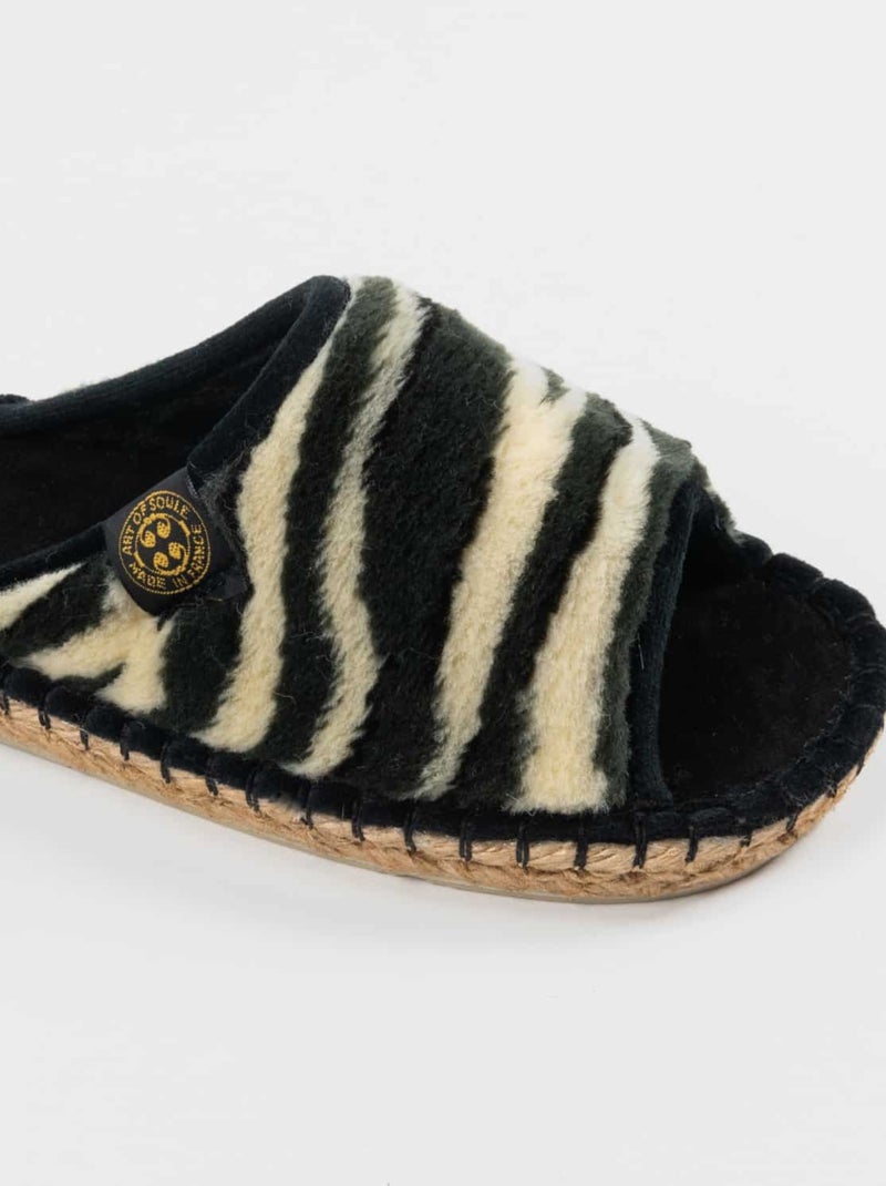 Espadrilles Chaussons imprimée Noir - Kiabi