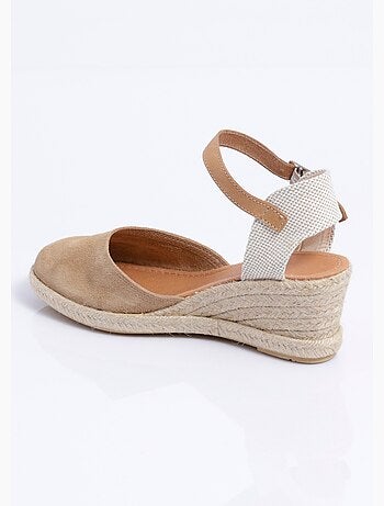 Espadrilles compensées cuir semelles corde - Afibel