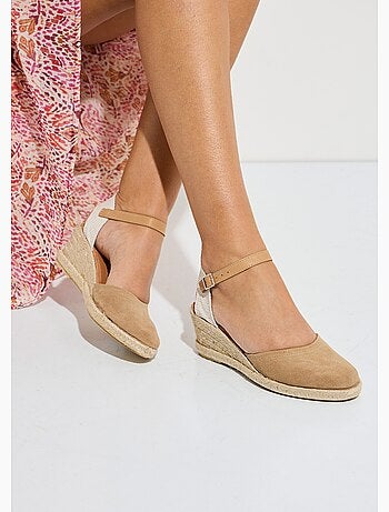 Espadrilles compensées cuir semelles corde - Afibel