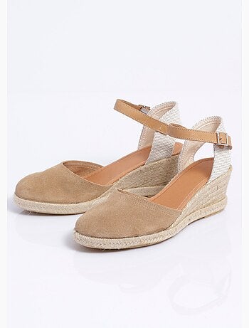 Espadrilles compensées cuir semelles corde - Afibel