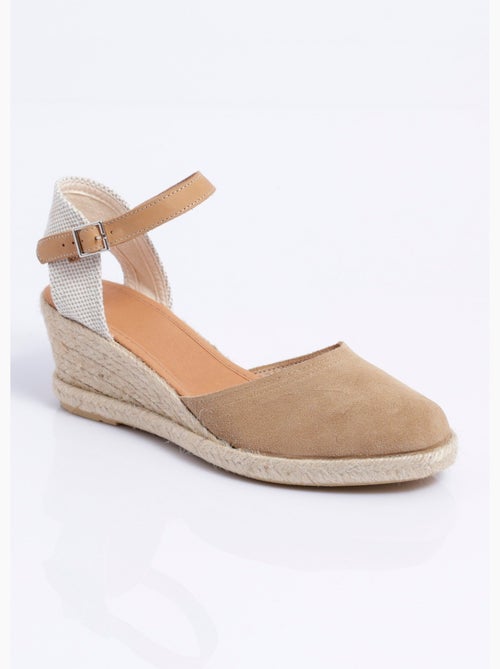 Espadrilles compensées cuir semelles corde - Afibel - Kiabi