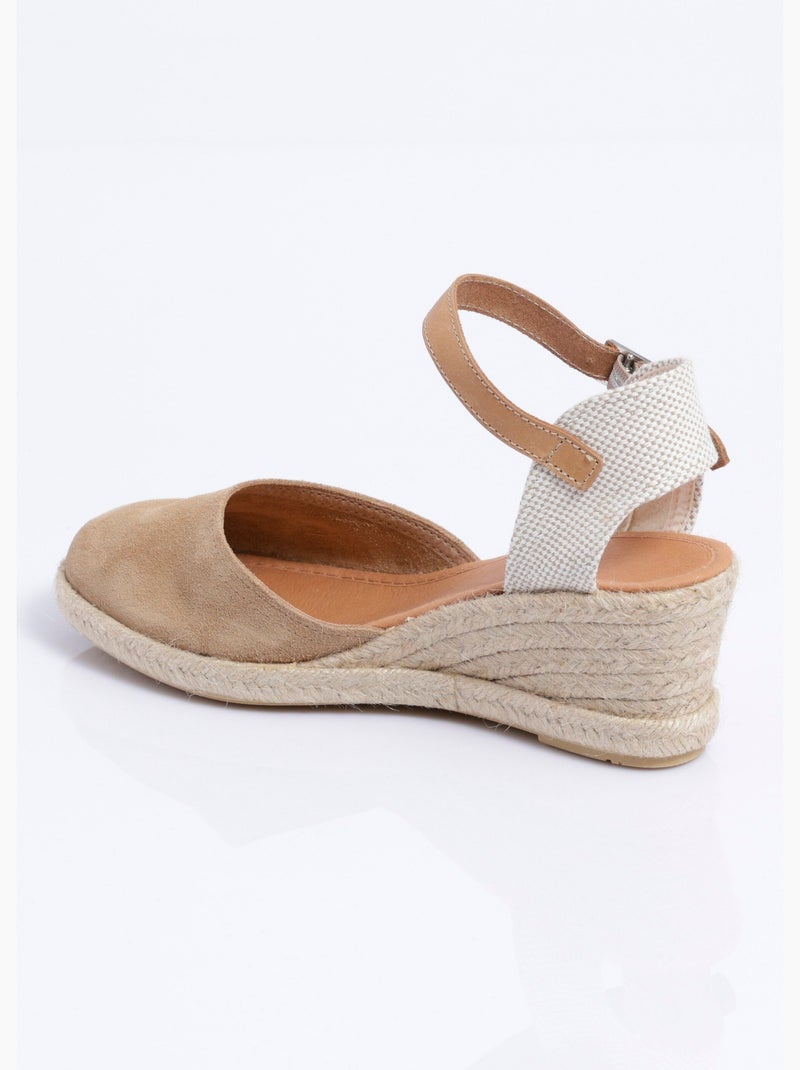 Espadrilles compensées cuir semelles corde - Afibel Beige - Kiabi