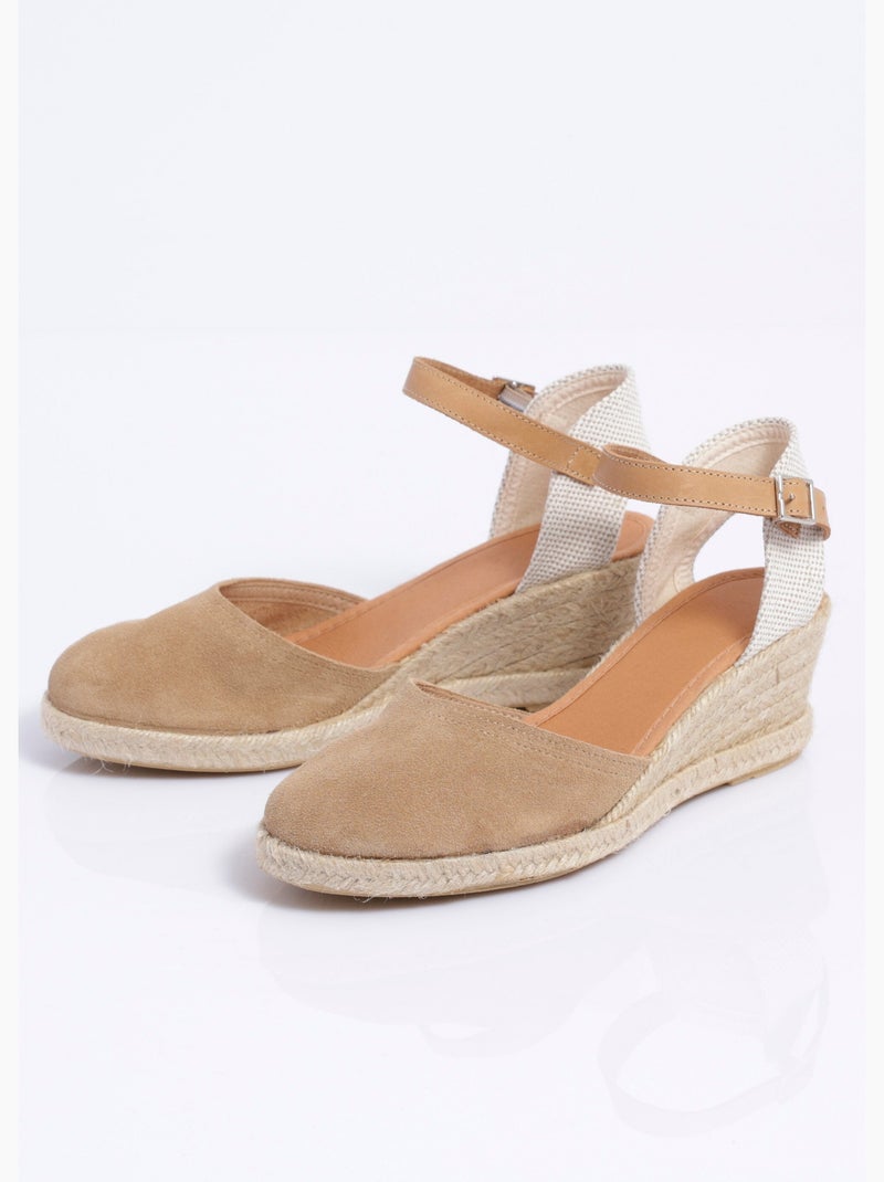 Espadrilles compensées cuir semelles corde - Afibel Beige - Kiabi