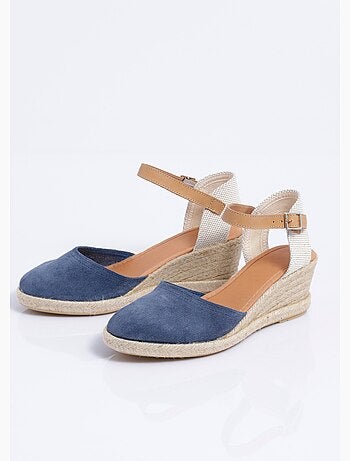 Espadrilles compensées cuir semelles corde - Afibel