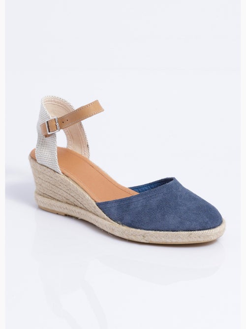 Espadrilles compensées cuir semelles corde - Afibel - Kiabi