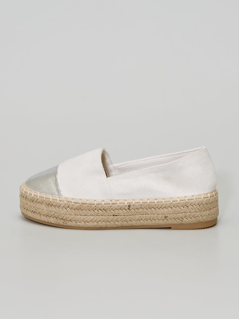 Espadrilles compensées en toile pailletée blanc - Kiabi