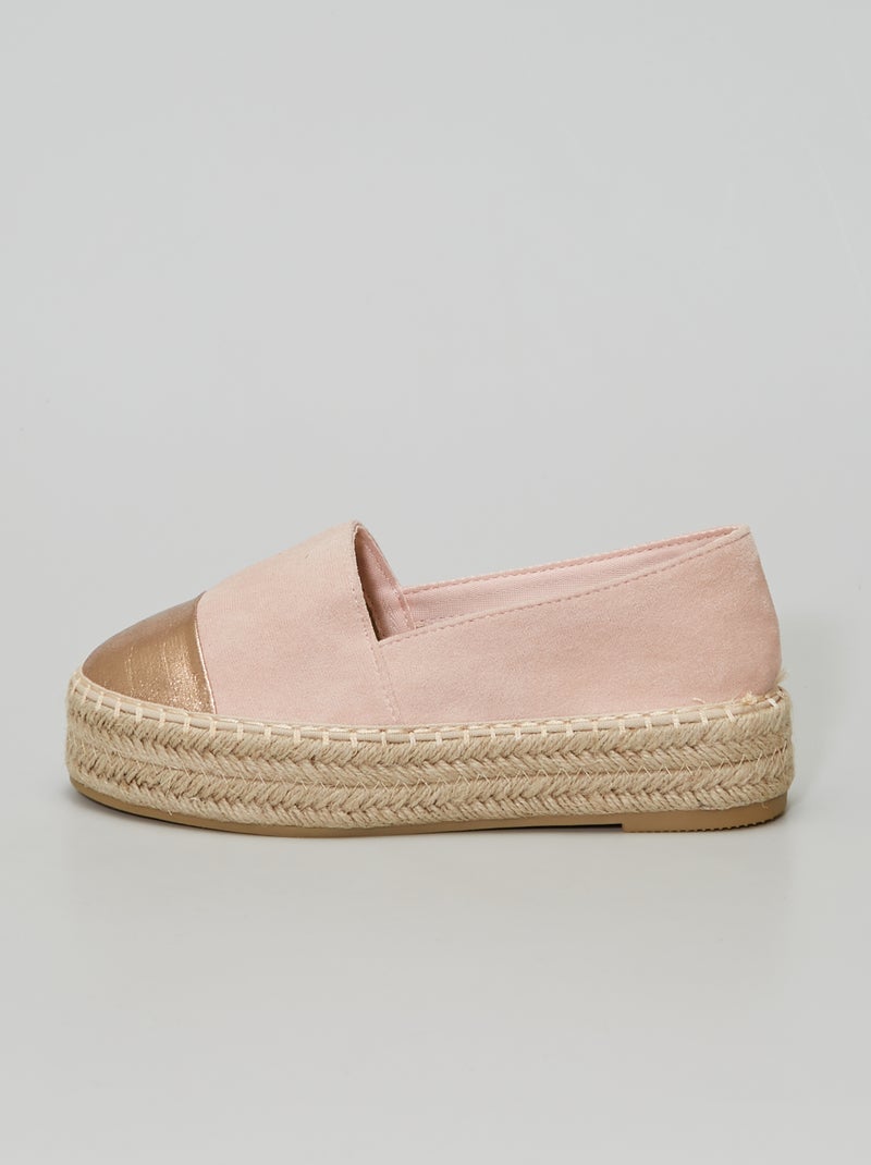 Espadrilles compensées en toile pailletée rose - Kiabi