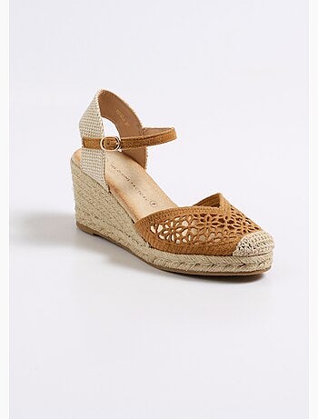 Espadrilles compensées fleurs ajourées - AFIBEL