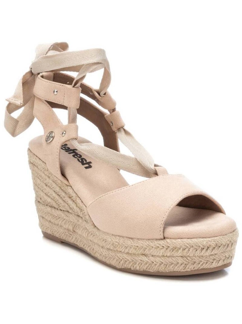 Espadrilles compensées pour femme avec fermeture à rubans Beige - Kiabi