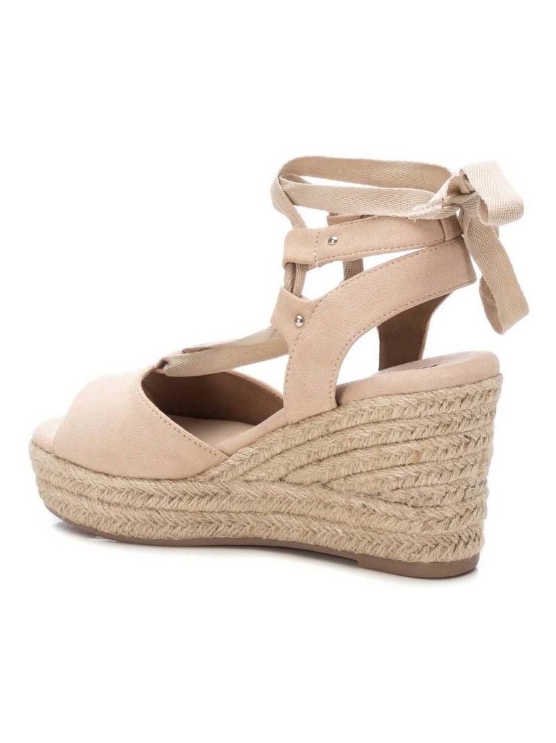 Espadrilles compensées pour femme avec fermeture à rubans Beige - Kiabi