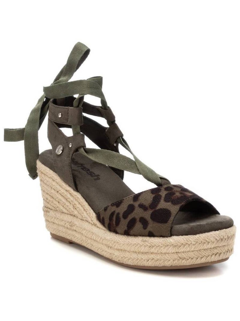 Espadrilles compensées pour femme avec fermeture à rubans Kaki - Kiabi